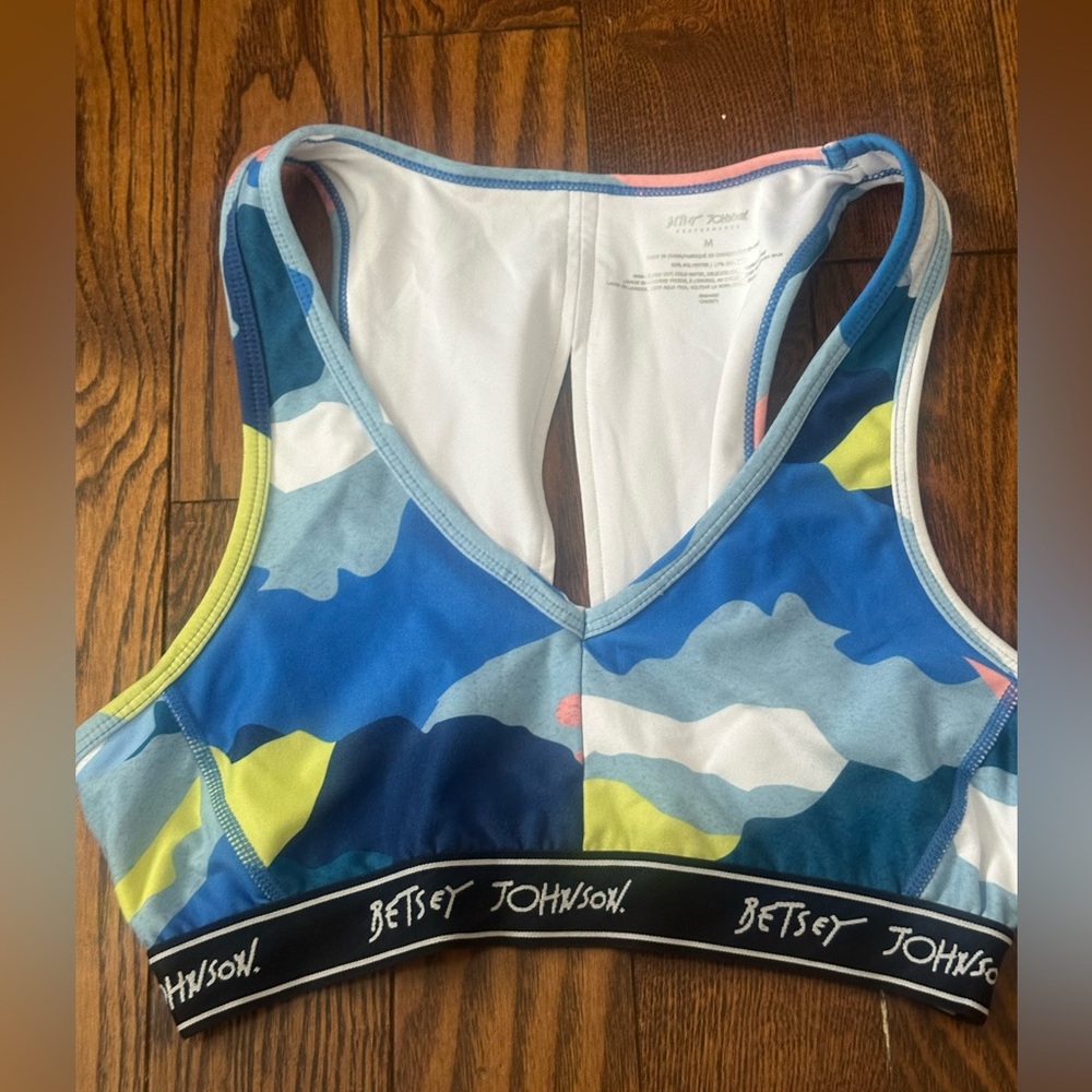 Betsey Johnson White and Blue Sports Bra